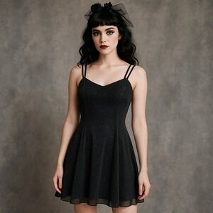 Black Silver Skater Mini Dress